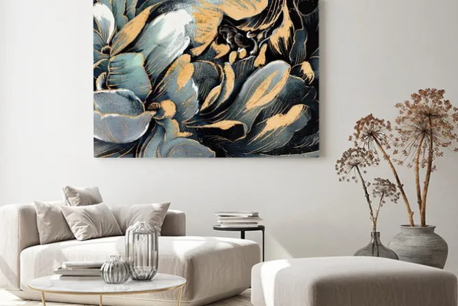 Obraz: Painting with flower rose, leaves. wallpaper botanical print