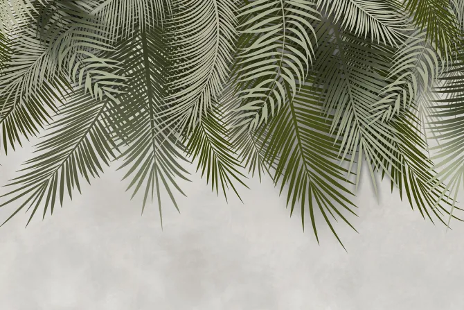 Obraz: Palmy tropikalne na nowoczesnym szarym tle
