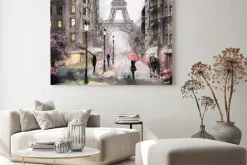 Obraz: Paryska uliczka z widokiem na wieżę eiffla