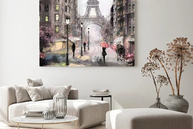 Obraz: Paryska uliczka z widokiem na wieżę eiffla