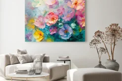 Obraz: Pastelowe barwne kwiaty polne malunek