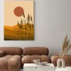 Obraz: Pejzaż w stylu boho trawy o zachodzie słońca