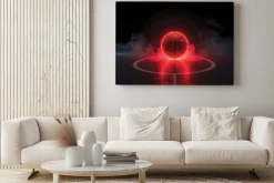 Obraz: Piłka do koszykówki z neonem we mgle