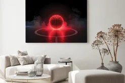 Obraz: Piłka do koszykówki z neonem we mgle