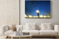 Obraz: Piękna sceneria przedstawiająca młodego chłopca stojącego wśród