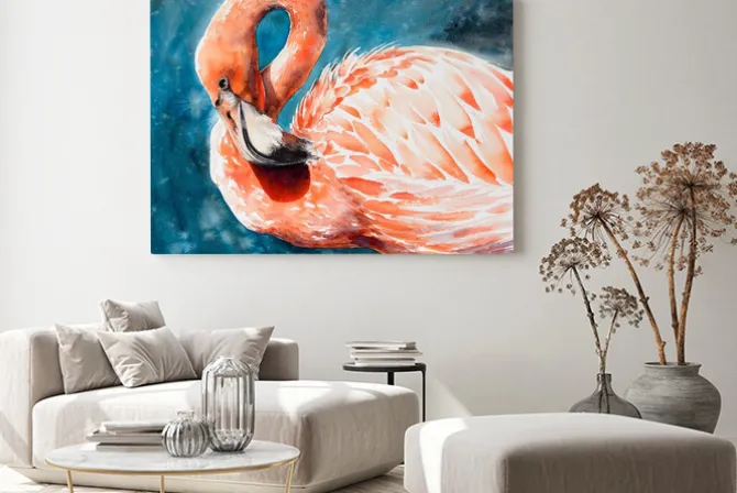 Obraz: Pink flamingo. tropical exotic bird rose flamingo portrait on