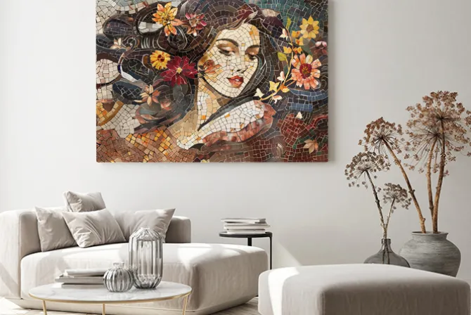Obraz: Portret kobiety abstrakcyjna mozaika
