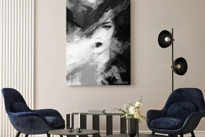 Obraz: Portret kobiety w czerni i bieli