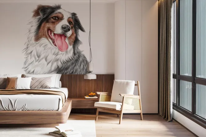 Obraz: Portret uśmiechniętego psa owczarka