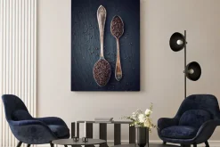 Obraz: Prosta martwa natura z nasion gorczycy czarnej