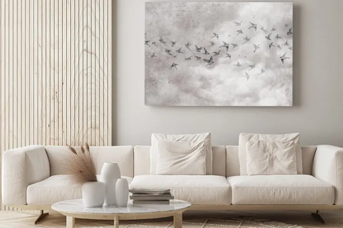 Obraz: Ptaki na betonowym tle w stylu loft