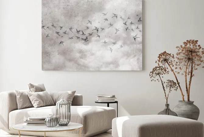 Obraz: Ptaki na betonowym tle w stylu loft