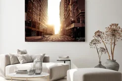 Obraz: Pusta ulica nowego jorku o wschodzie słońca