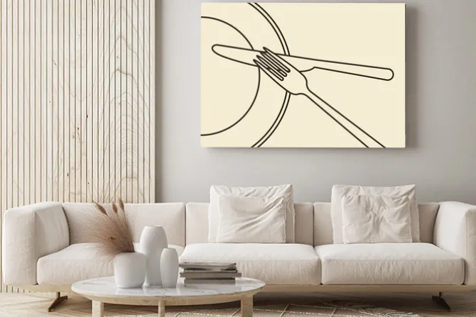 Obraz: Płyta, nóż i widelec