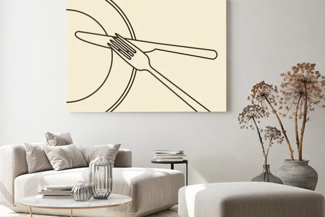 Obraz: Płyta, nóż i widelec