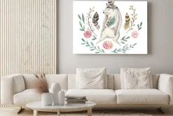 Obraz: Ręcznie rysowane akwarela sowa, myszy i ptaki taniec zwierząt.