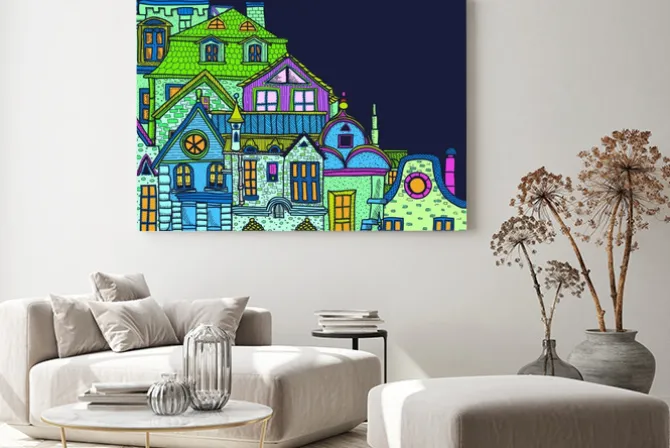 Obraz: Ręcznie rysowane tła z nocy starego miasta