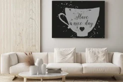 Obraz: Ręcznie rysowane tuszem kubek z napisem.