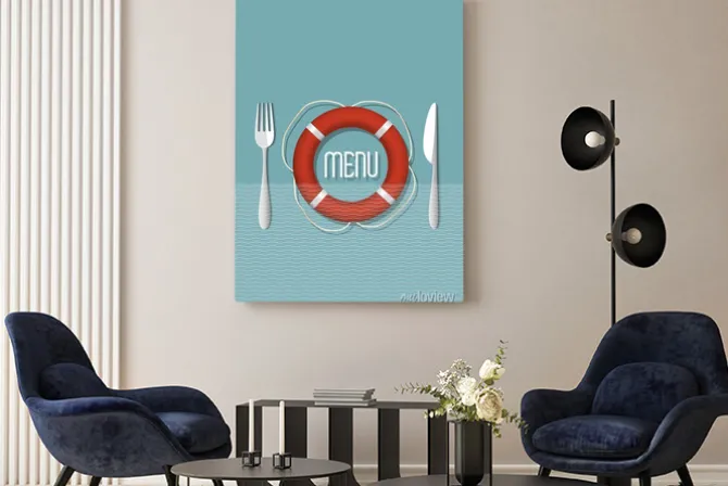 Obraz: Retro design menu dla restauracji z owocami morza - odmiana 5