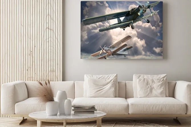 Obraz: Retro obraz stylu z biplanów. motyw transport.