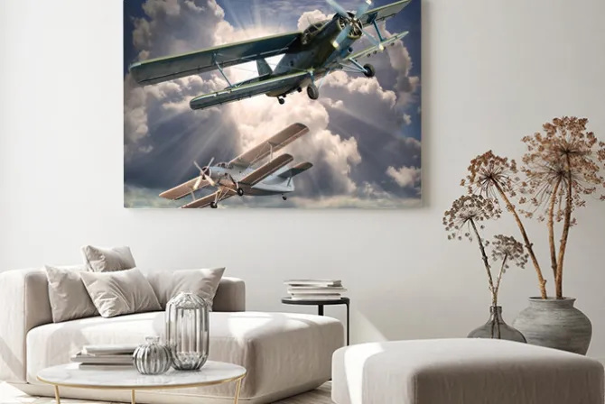 Obraz: Retro obraz stylu z biplanów. motyw transport.