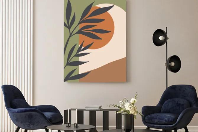 Obraz: Rośliny i geometria w stylu boho