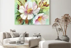 Obraz: Różowe i białe piwonie w stylu malarstwa olejnego