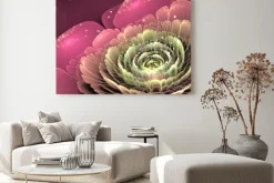 Obraz: Różowy kwiat i zielony fraktalna