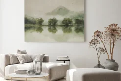 Obraz: Rustykalny pejzaż z jeziorem i lasem