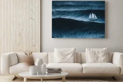 Obraz: Sailboat on the sea with storm and big waves