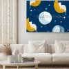 Obraz: Seamless childish pattern with cats on moons and starry sky.