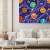 Obraz: Seamless pattern with with cartoon planets, spaceship, rocket