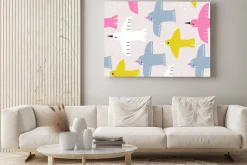 Obraz: Seamless pattern with cute birds. childish print. vector hand