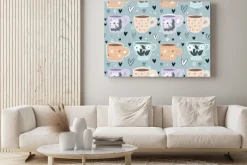 Obraz: Seamless pattern with cartoon cups, decor elements. hand drawing.