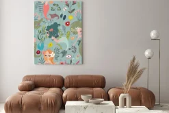 Obraz: Seamless pattern with cartoon mermaids and flowers