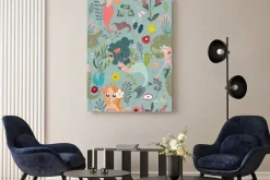 Obraz: Seamless pattern with cartoon mermaids and flowers