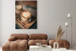 Obraz: Selective focus cup of hot latte art coffee