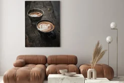 Obraz: Selective focus cup of hot latte art coffee