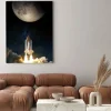 Obraz: Space shuttle with bitcoin icon takes off into space fly to the