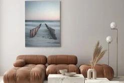 Obraz: Spokojny zachód słońca nad plażą w holandii