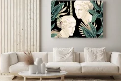 Obraz: Starożytne rzeźby wśród tropikalnych liści