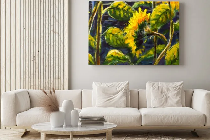 Obraz: Sunflowers in sun original oil painting of sunflower flowers,