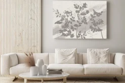 Obraz: Szare liście na piaskowej ścianie