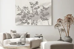 Obraz: Szare liście na piaskowej ścianie