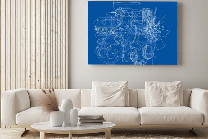 Obraz: Szkic silnika. 3d ilustracja