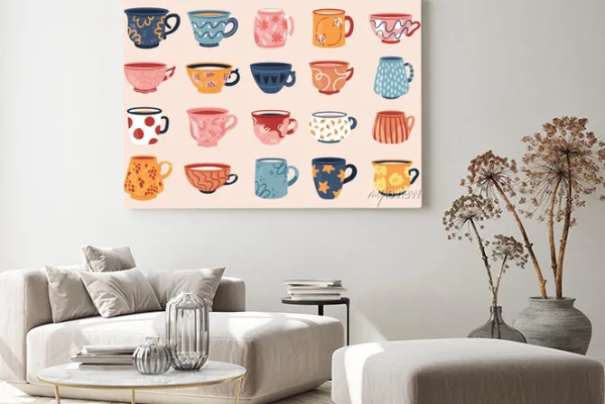 Obraz: Tea coffee vintage cup set vector illustration. cartoon vintage