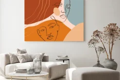 Obraz: Terracotta line art print abstract face modern digital painting