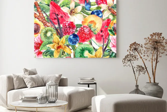 Obraz: Tropical watercolor natural healthy food eco seamless pattern