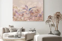 Obraz: Tropikalne liście na jasnym beżowym tle