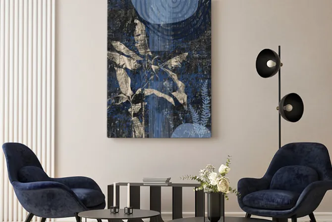 Obraz: Tropikalne liście na tle w stylu grunge